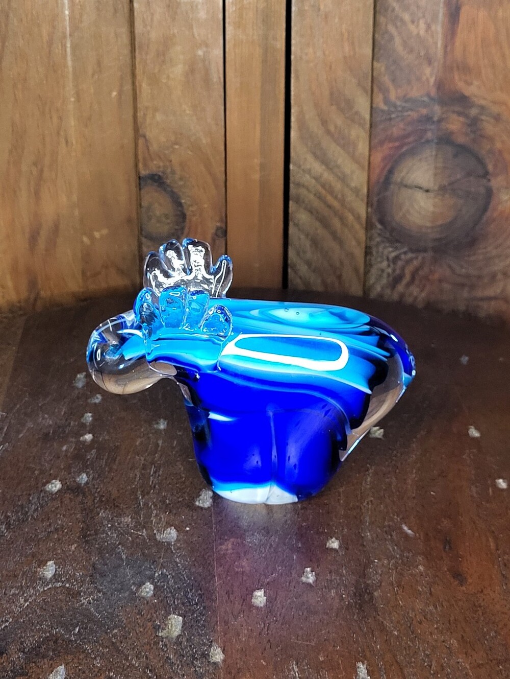 Handblown Blue Glass Moose - Picture 3 of 12